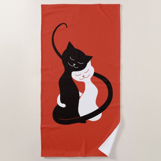 Cute Cats in Love Red Cat Lover Strandlaken (Voorkant)