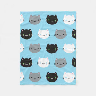 Cute Cats & Kawaii Kittens (blauw) Fleece Deken
