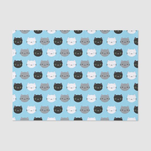 Cute Cats & Kawaii Kittens (blauw) Tissuepapier (Voorkant)