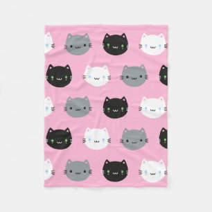 Cute Cats & Kawaii Kittens (roze) Fleece Deken