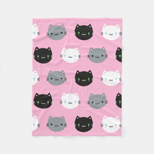 Cute Cats & Kawaii Kittens (roze) Fleece Deken (Voorkant)