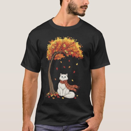 Cute Cats Lover Persian Cat Fall Autumn T-shirt (Voorkant)