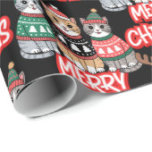 Cute Cats Merry Kerstmis Cadeaupapier (Rol Hoek)