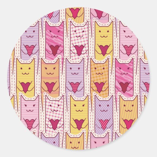 Cute Cats met liefhebbende harten Ronde Sticker (Voorkant)