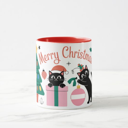 Cute Cats Modern Merry Christmas Gifts Tree Bauble Mok (Midden)