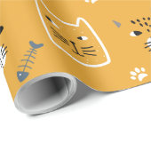 Cute Cats Modern Patroon Cadeaupapier (Rol Hoek)