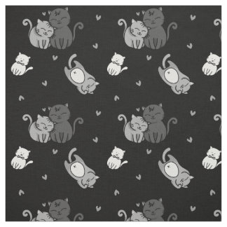 Cute Cats on Black Cheeky Witch® Cat Lovers Stof