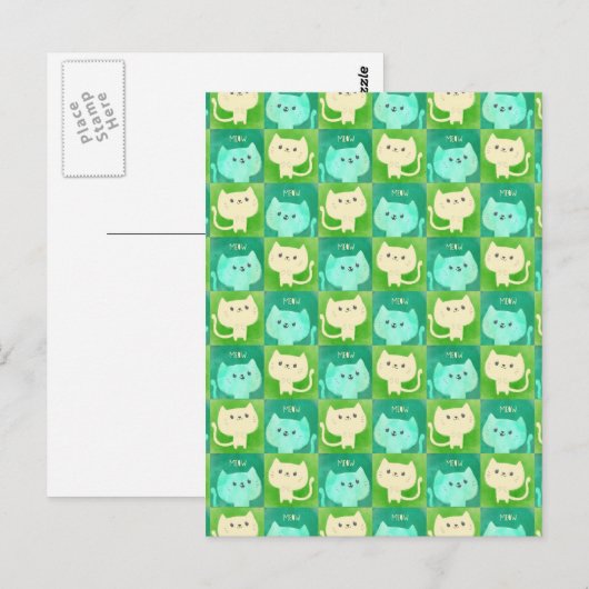 Cute Cats Pattern Briefkaart (Voorkant / Achterkant)