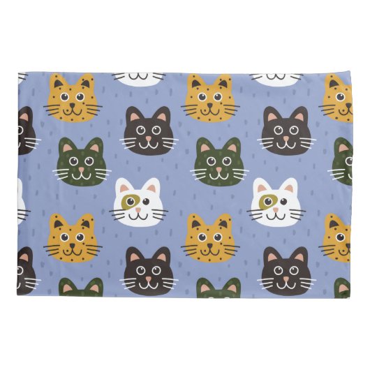 Cute Cats Pattern cartoon kittens Kussensloop (Achterkant)