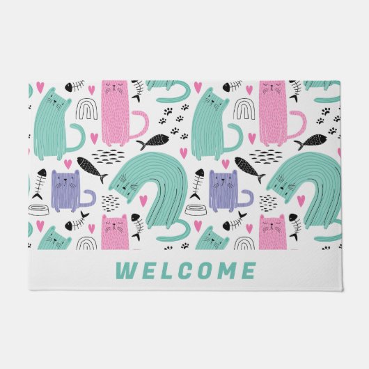 Cute Cats Pattern Deurmat (Voorkant)