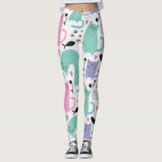 Cute Cats Pattern Leggings (Voorkant)