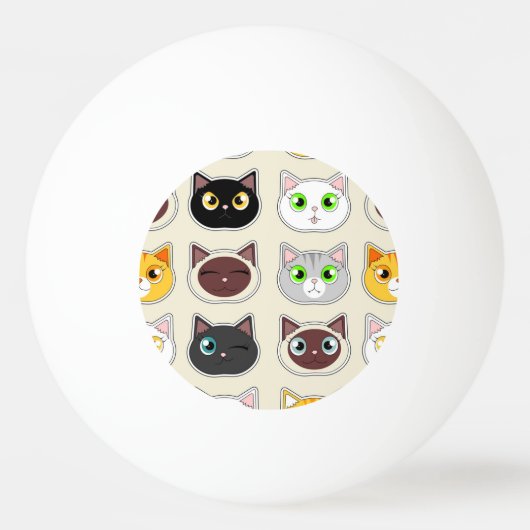 Cute Cats Pattern Pingpongballen (Voorkant)
