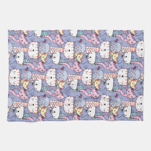 Cute Cats Pattern Theedoek (Horizontaal)