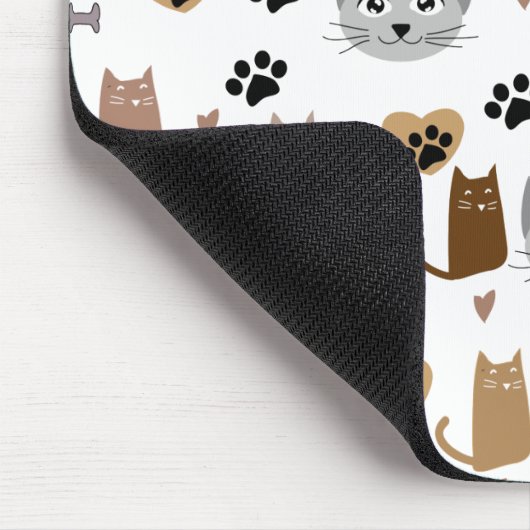 Cute Cats & Paw and Hearts Print Pattern Muismat (Hoek)