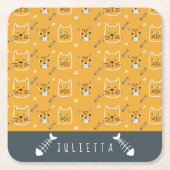 Cute Cats Personalized Modern Pattern Vierkante Kartonnen Onderzetter (Voorkant)