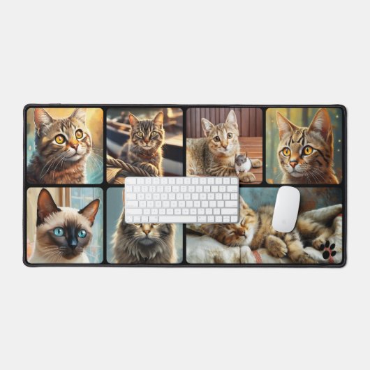 Cute Cats Personalized Photo Collage (Clavier et souris)