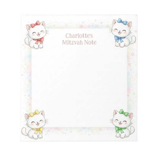 Cute Cats Personnalisé Mitzvah Notes Bloc-notes (Devant)