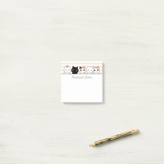 Cute Cats Persoonlijk Post-it® Notes (Op bureau)