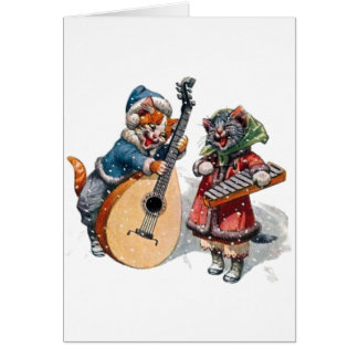 Cute Cats Play Mandolin and Xylophone in Snow
