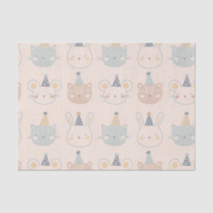 Cute Cats Rabbits and Beren Facets Pastel Pattern Tissuepapier