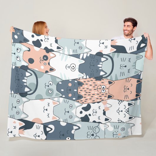 Cute Cats Seamless Patroon Fleece Deken (In situ)