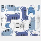 Cute Cats Seamless Patroon Fleece Deken (Voorkant (Horizontaal))