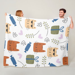 Cute Cats Seamless Patroon Fleece Deken