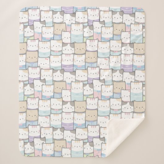 Cute Cats Sherpa Blanket Deken (Voorkant)