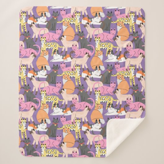 Cute Cats Sherpa Blanket Deken (Voorkant)