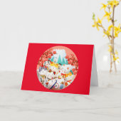 Cute Cats Spring Cherry Blossom Party Kaart (Gele Bloem)