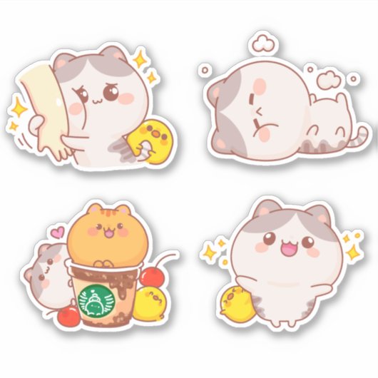 Cute Cats Sticker (Voorkant)