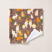 Cute Cats sur un café Arrière - plan Brown (Gant de toilette)