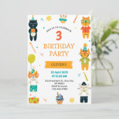 Cute Cats Trois 3e anniversaire Invitation de fête (Debout devant)