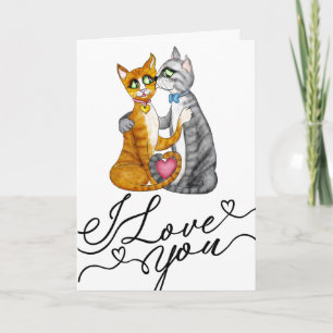 Cute Cats Valentijnsdag Ik Hou Van Jou Kaart