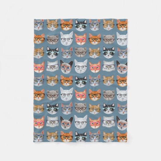 Cute Cats Wearing Glasses Pattern Fleece Deken (Voorkant)