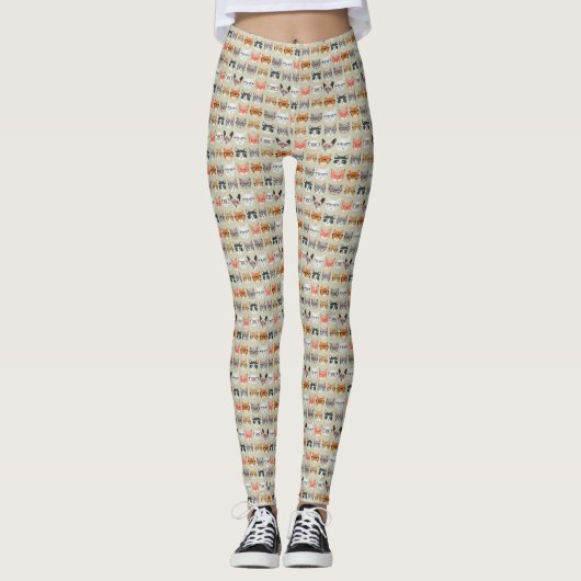 Cute Cats Wearing Glasses Pattern Leggings (Voorkant)