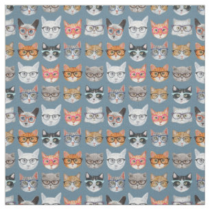 Cute Cats Wearing Glasses Pattern Stof