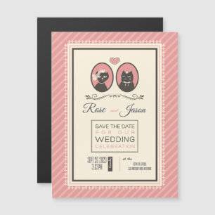 Cute Cats Wedding Magnetische Uitnodiging
