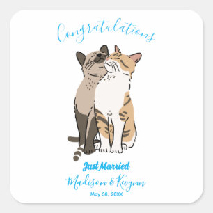 Cute Cats Wedding Vierkante Sticker