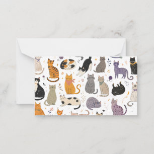 Cute Cats World: Een Aangename en Kleurrijke Kunst Notitiekaartje