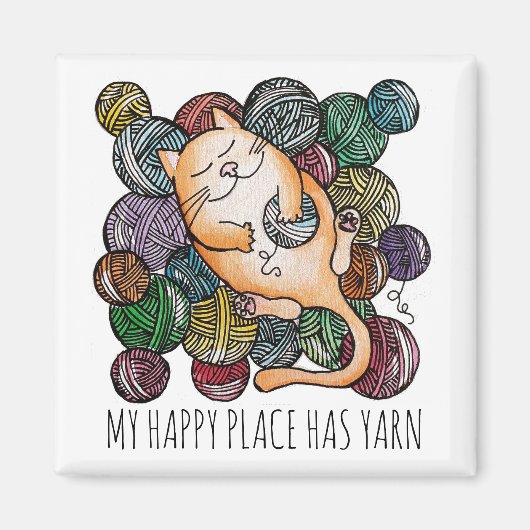 Cute Cat's Yarn Heaven Knitting Wool Knitters Magneet (Voorkant)
