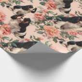 Cute Cavalier King Charles Floral Pattern Cadeaupapier (Hoek)