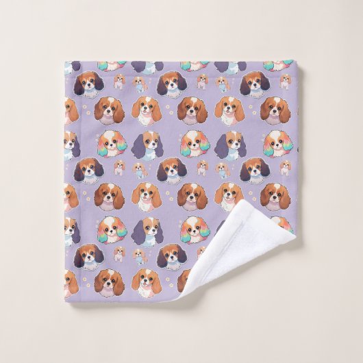 Cute Cavalier King Charles Pastel Motif (Gant de toilette)