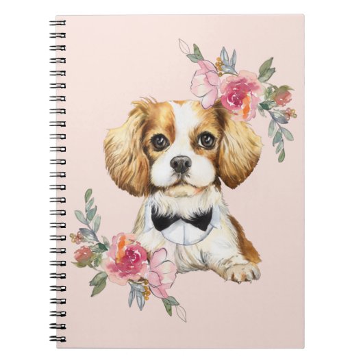 Cute Cavalier King Charles Puppy Waterverf Notitieboek (Voorkant)