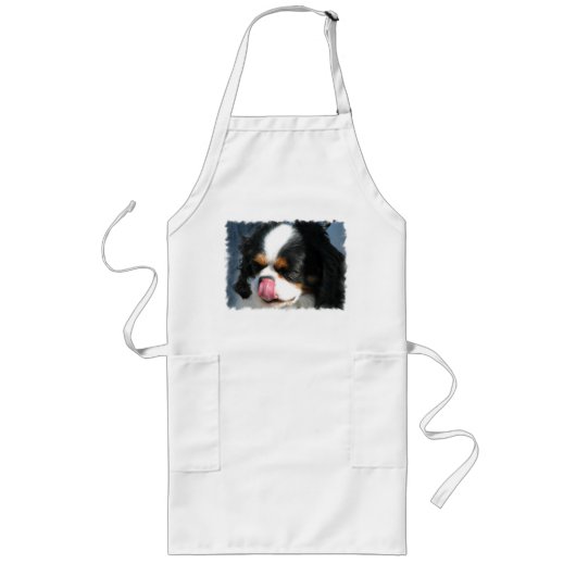 Cute Cavalier King Charles Spaniel Long Apron Lang Schort (Voorkant)