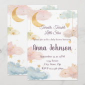 Cute Celestial Baby Shower Invitation | Watercolor (Devant / Derrière)