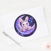 Cute Celestial Easter Bunny Round Sticker (Envelop)