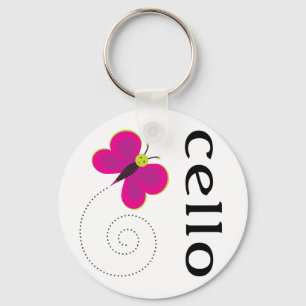 Cute Cello Butterfly Music Design Sleutelhanger