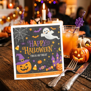Cute Chalkboard Gelukkig Halloween Kinderfeest Ser Servet
