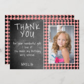 Cute Chalkboard Heart Pattern Birthday Foto Bedankkaart (Voorkant / Achterkant)